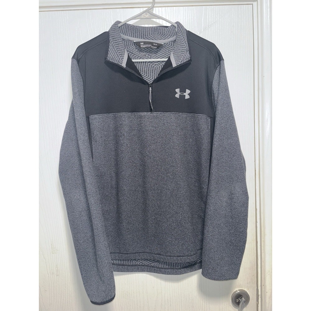 Under Armour Sweater Mens L Black Cold Gear 1/4 Zip Pullover Long Sleeve Golf